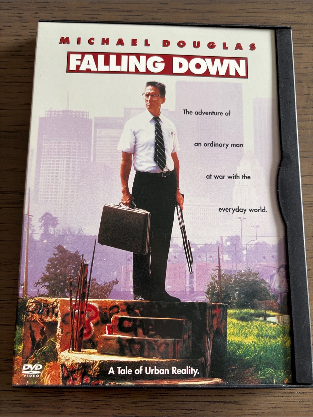Warner Bros. Falling Down DVD — White, Black, Red, Purple Artwork